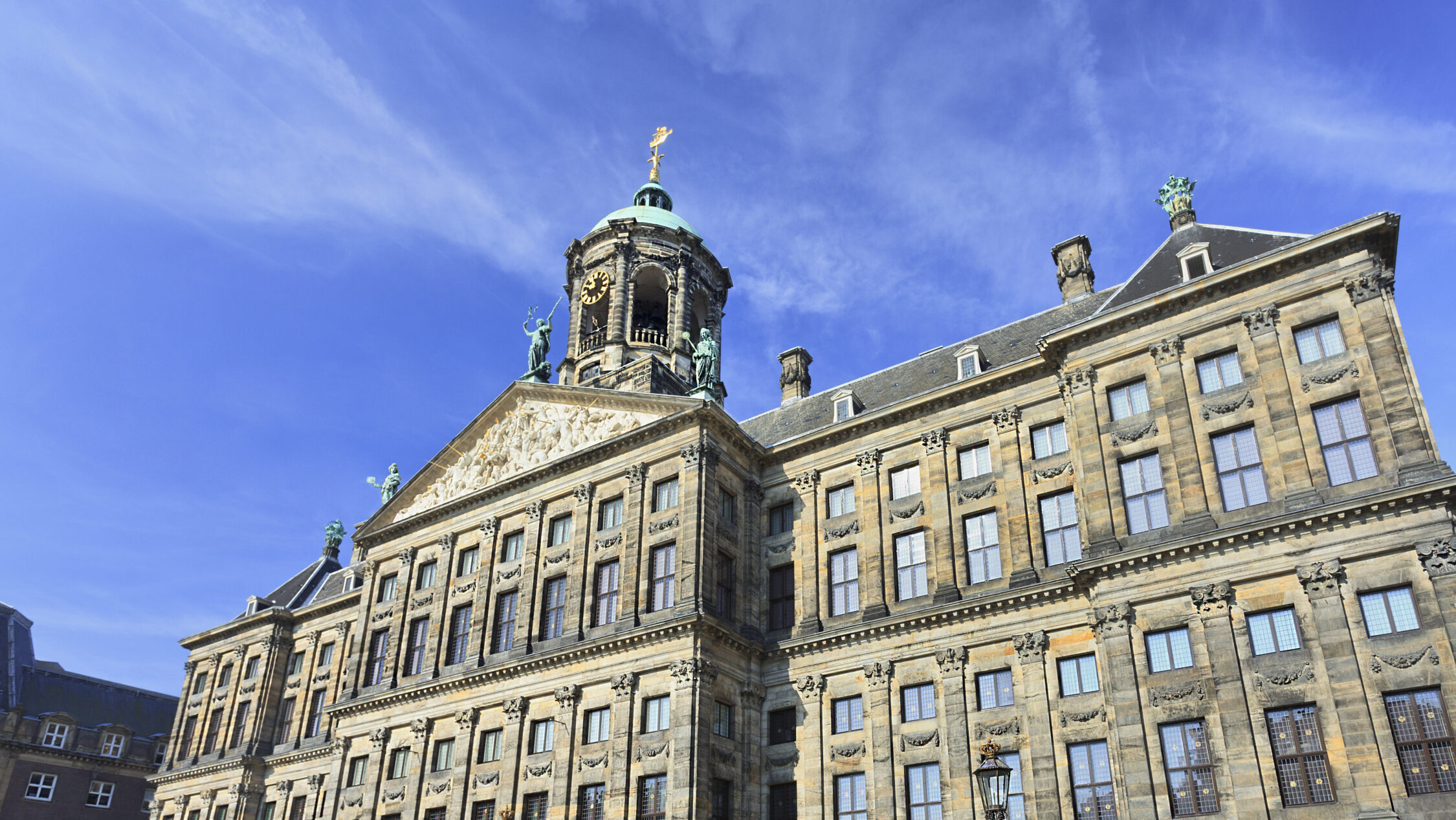Koninklijk Paleis op de Dam, Amsterdam. Het werd gebouwd als stadhuis tijdens de Gouden Eeuw in de zeventiende eeuw.